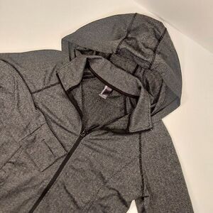 Mondetta Jacket Womens Size Medium Full Zip Hoodie Black Gray Herringbone Thumb‎